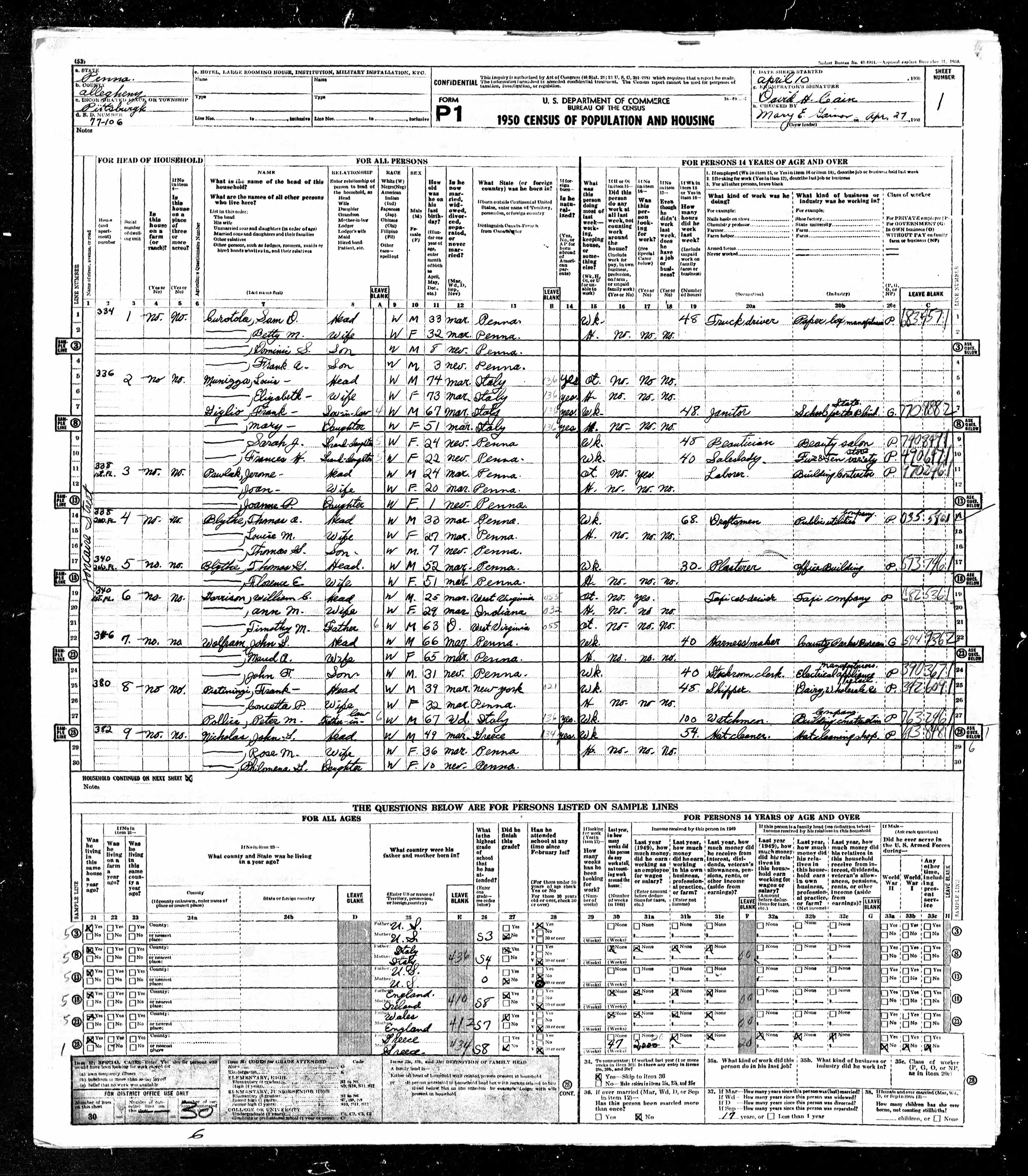 1950 Census Page 1